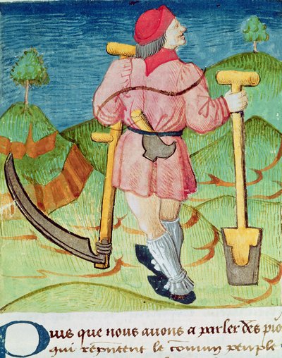Ms.3066 fol.39v Le Travailleur, du Livre des échecs moralisés, par Jacques de Cessoles - French School