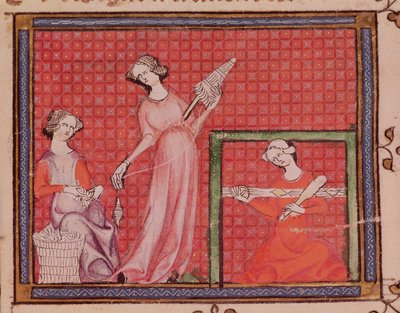 Ms 1044 f.101 Femmes filant de la laine, d