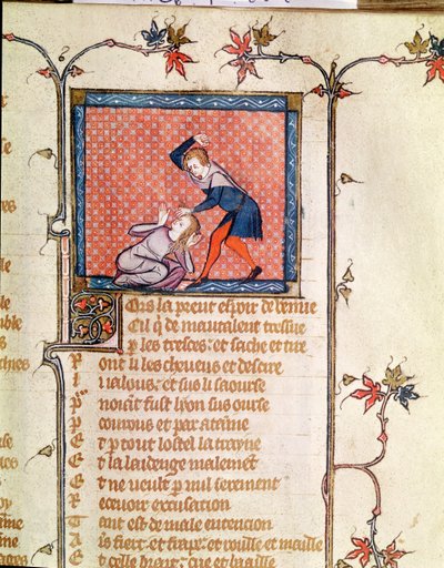 Ms 1126 f.66r La Violence de la Jalousie, du Roman de la Rose vers 1487-95 - French School