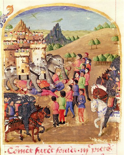 Ms 1335 fol.217 Les Éléphants de Guerre, de la Vie d