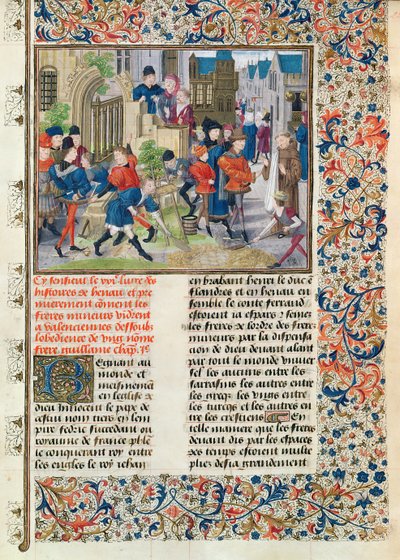 Construction des fondations du Monastère des Mineurs à Valenciennes, de l