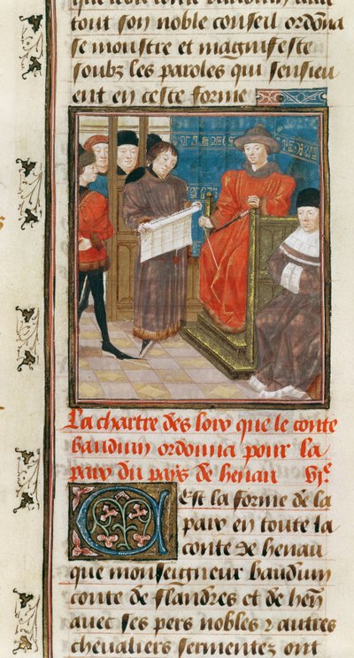 Charte des Lois que le Comte Baudouin VI de Hainaut ordonne pour la paix du pays de Hainaut - French School