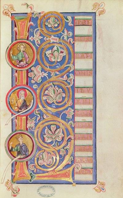 Ms 14 fol.23 Initiale historiée L avec médaillons, d