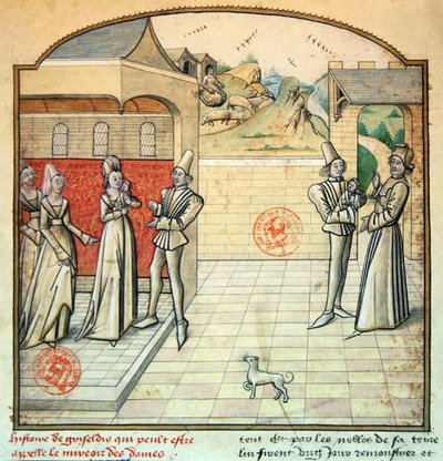 Ms 1560 Griseldis et son mari le Marquis de Saluces, illustration de 