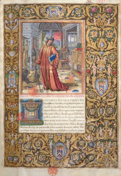 Flavius Josèphe dans son étude, illustration pour le Prologue des Antiquités des Juifs (Antiquitates Judaicae) par Flavius Josèphe, c.1503 - French School