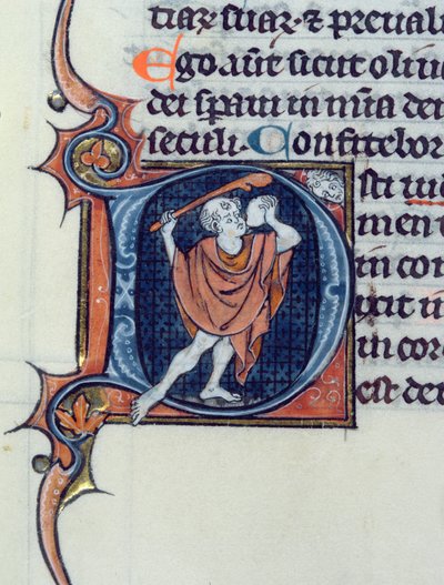 Un fou tenant une pierre et une baguette - French School