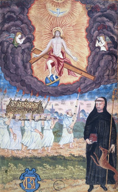 Ms 1847 Transport du Reliquaire de Sainte Geneviève à Paris - French School