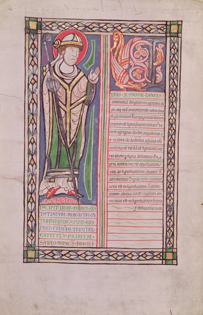 Ms 186 Fol.2v Pierre Lombard évêque de Paris, du Liber Quatuor Sententiarum (Livre des Sentences), vers 1160 - French School