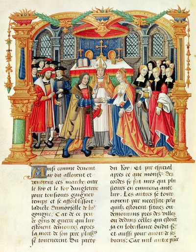 Ms 18 f.185v Mariage de Marie de Bourgogne et Maximilien Ier, Empereur d
