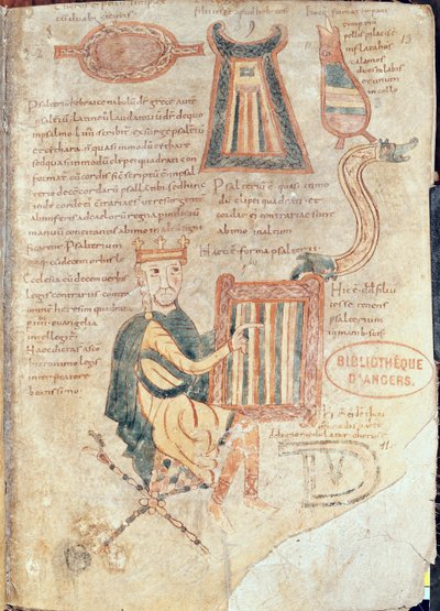 Ms 18 fol.13 Le roi David jouant du psaltérion, d