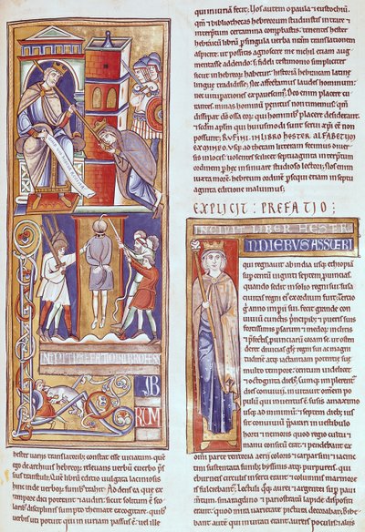 Ms 1 fol.284r Esther et Assuérus et la pendaison d