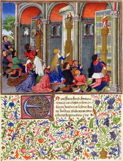 Arcitas priant Mars, Palemon priant Vénus, Émilie priant Diane, de La Teseida, par Giovanni Boccaccio (1313-75) 1340-41 - French School