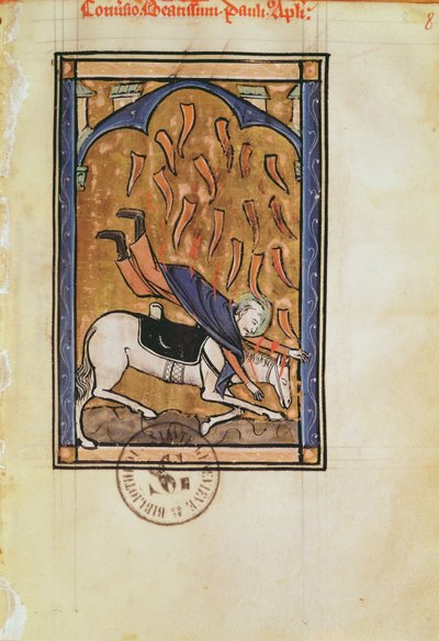 Ms 2689 fol.8r La Conversion de Saint Paul, du Psautier de l