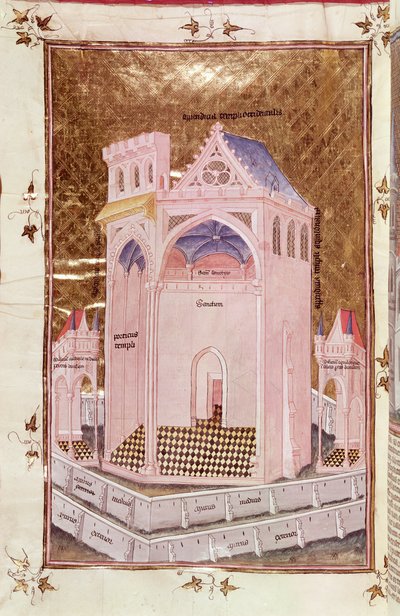 Ms 292 Tome 3 fol.214v Le Temple de Jérusalem, des Postilles sur la Bible de Nicolas de Lyre - French School