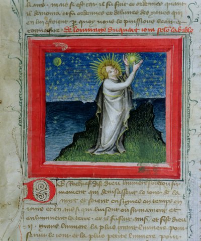 Ms 313 Dieu créant les étoiles, de la Bible des Grands Augustins, 1494 - French School