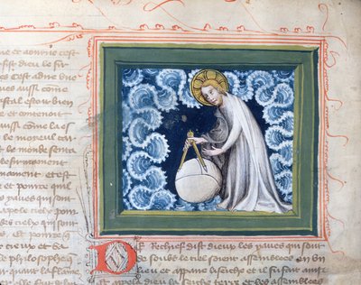 Ms 313 Dieu créant le monde, miniature de la Bible des Grands Augustins, 1494 - French School