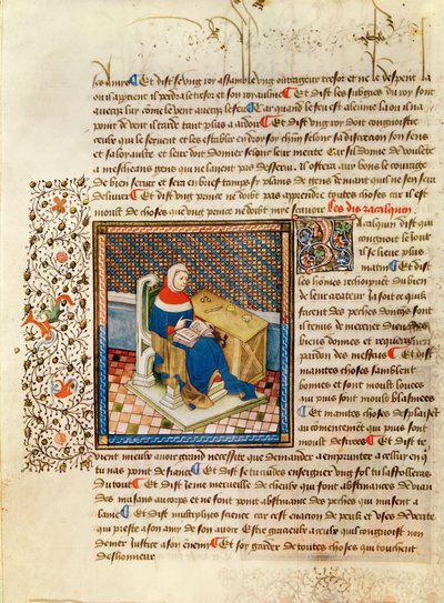 Ms 316 fol.3 Un philosophe à son bureau, de Les Dits Moraux des Philosophes - French School