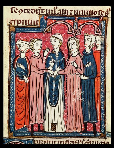 Ms 372 fol.153 Un mariage, des Décrets de Gratien - French School