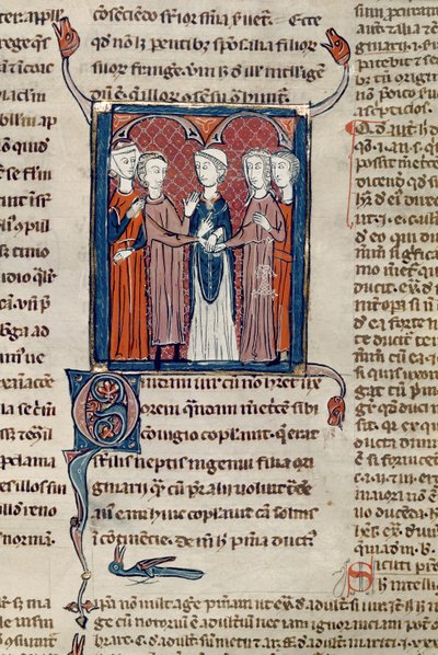 Ms 372 fol.168 Une scène de mariage, des Décrets de Gratien - French School