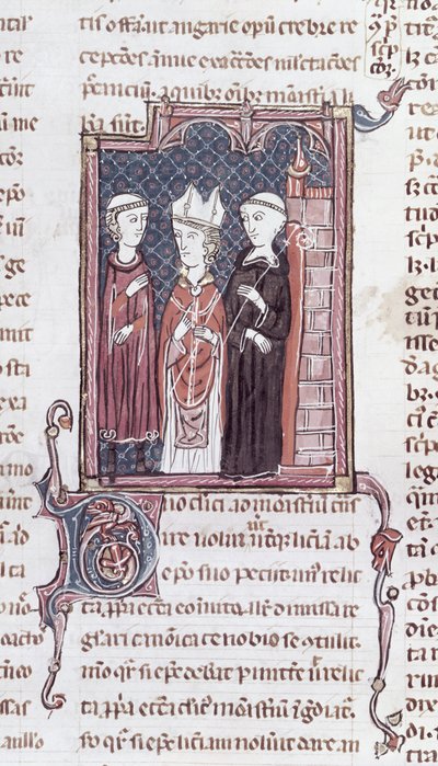 Ms 373 fol.51v Un moine, un évêque et un abbé, des Décrets de Gratien - French School