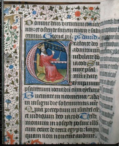 Ms 376 Roi David jouant un carillon, illustration d