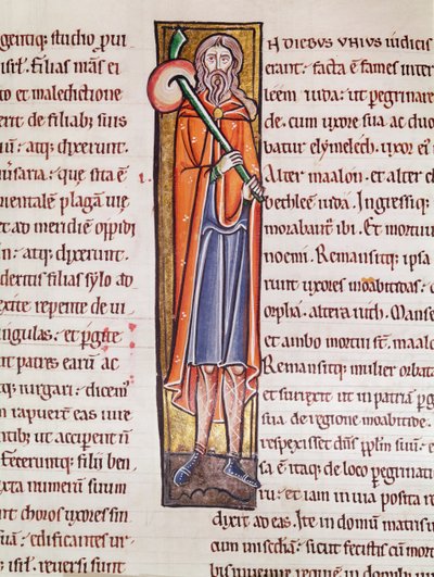 Ms 3 fol.76 Initiale historiée I représentant Elimelech partant en voyage, de la Bible de Saint-Sulpice de Bourges - French School