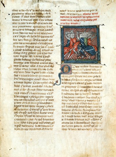 Ms 403 fol.163 Bataille entre chevaliers, de Roman d