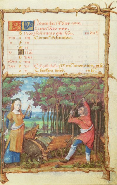 Ms 438 Le mois de novembre : Récolte des glands, d