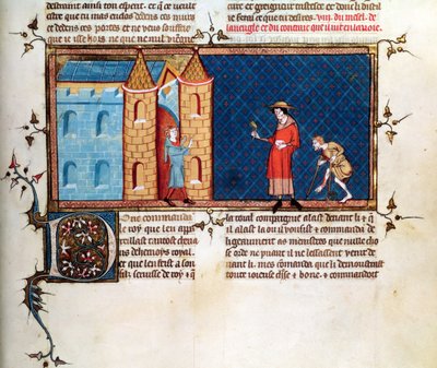 Deux lépreux mendiant, du Miroir Historial, par Vincent de Beauvais - French School