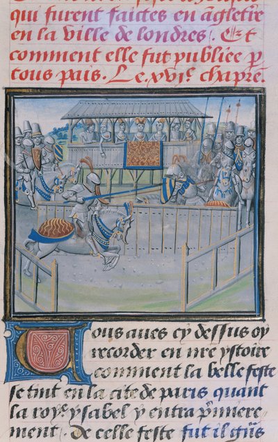 Ms 5190 f.88 Un tournoi à Londres : Joute, des Chroniques de Froissart - French School