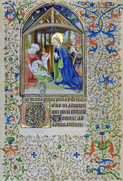 Ms 66 f.44r La Vierge et Joseph adorent le Christ nouveau-né, d