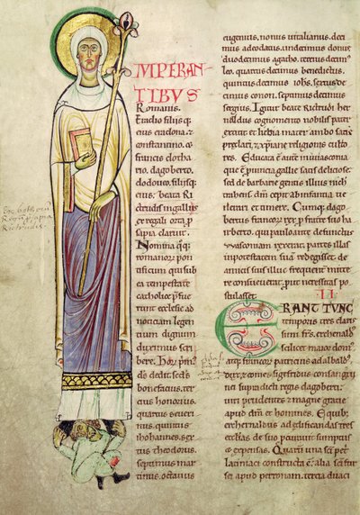 Initiale historiée I représentant Saint Richrudius, de Recueil de Vie des Saints - French School