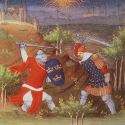 Ms Arsenal 5077 f.298 Le Roi Arthur combat un général romain, d