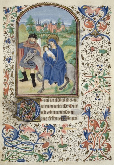 La fuite en Égypte, de Glasgow Hours, vers 1450-60 - French School