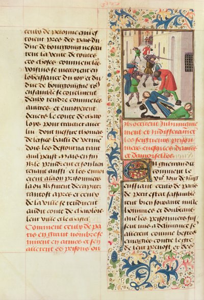 Ms Fr 2680 fol.260v Les Parisiens tuant les prisonniers de Laon - French School