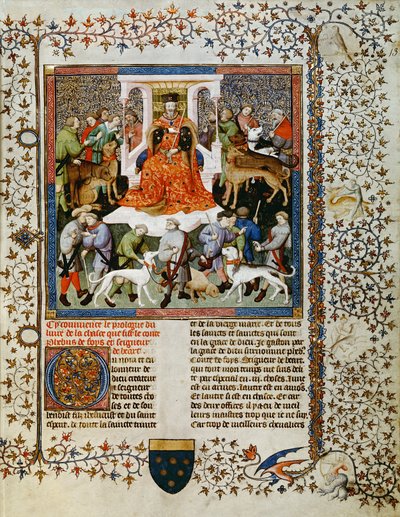 Ms Fr 616 fol.13 Préparation pour la chasse, du Livre de la Chasse par Gaston Phébus de Foix (1331-91) - French School