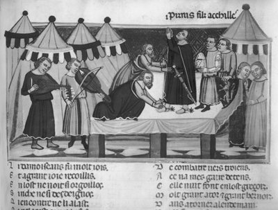 Armer un chevalier, du Roman de Troie, XIIIe-XIVe siècle - French School