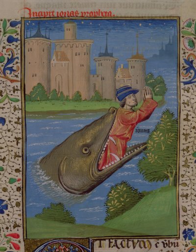 Jonas et la baleine, de la Bible de Jean XXII - French School