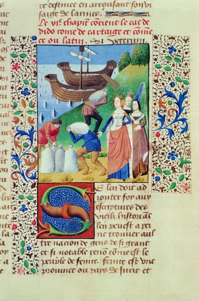 Didon embarquant le Trésor de Sychaeus, de La Chute des Princes, par Giovanni Boccaccio - French School