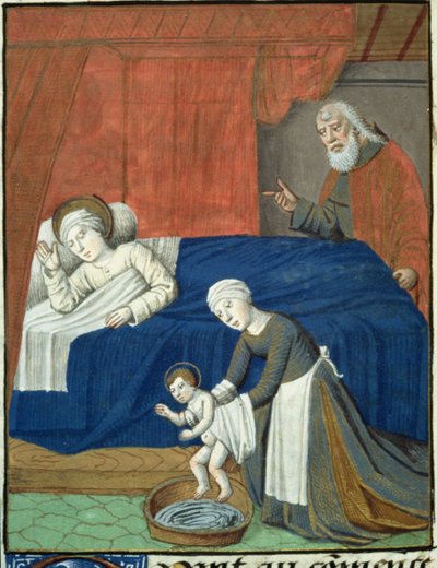La Nativité de la Bienheureuse Vierge Marie, de Vita Christi, par Ludolf de Saxe - French School