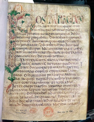 Initiale historiée zoomorphe P, d