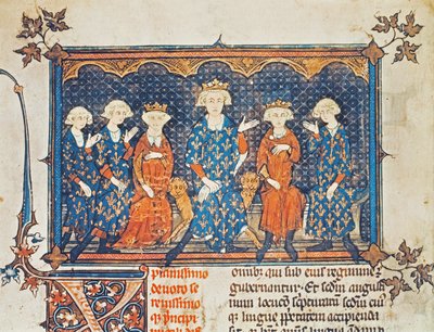 Philippe IV (1268-1314) de France avec ses quatre enfants et son frère Charles de Valois - French School