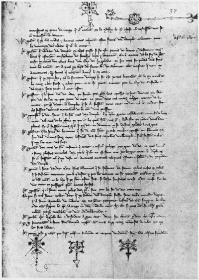 Ms Latin 11795 fol.37 Page de texte du procès des Templiers - French School