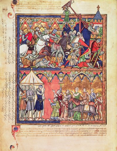 Ms M 638 f.10v Josué, de la Bible des images de Morgan, vers 1244-54 - French School