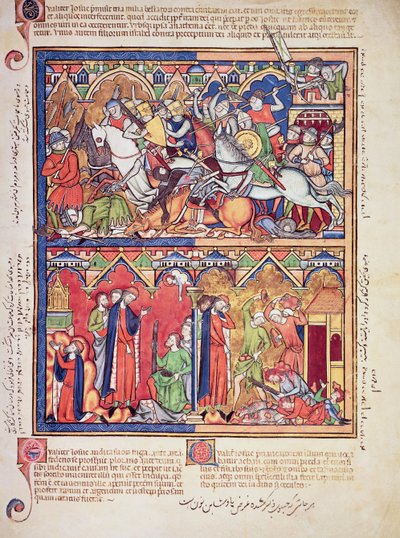 Ms M 638 fol.10r Josué, de la Bible des images de Morgan, vers 1244-54 - French School