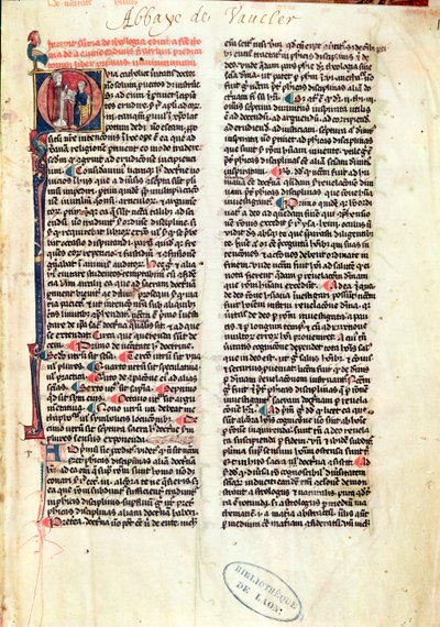 Ms de Vauclair 160 Fol.1 Page de la Somme de Théologie par St. Thomas d