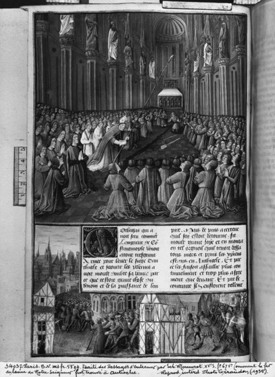 Ms.fr 5594 fol.67v Comment la lance de Notre Seigneur a été trouvée à Antioche, illustration des Passages d