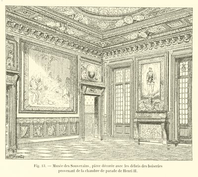 Musée des Souverains, pièce décorée avec les débris des boiseries provenant de la chambre de parade de Henri II - French School