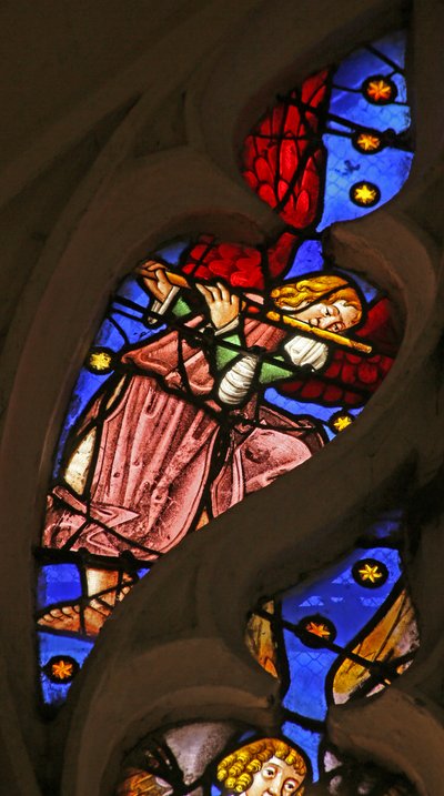Ange musicien avec flûte - French School