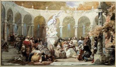 Scène musicale dans les jardins de Versailles - French School